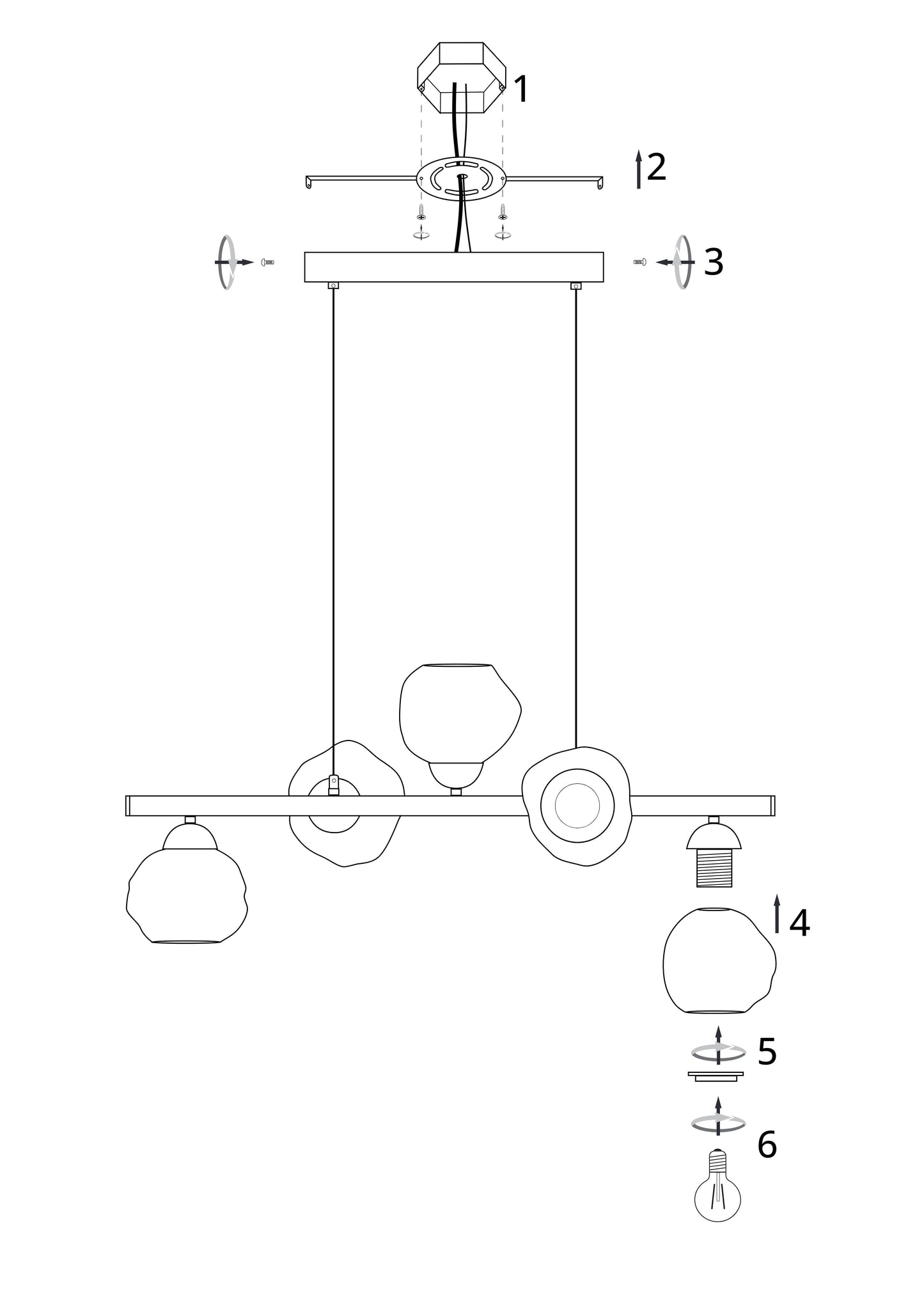 Suspension moderne en verre TORONTO
