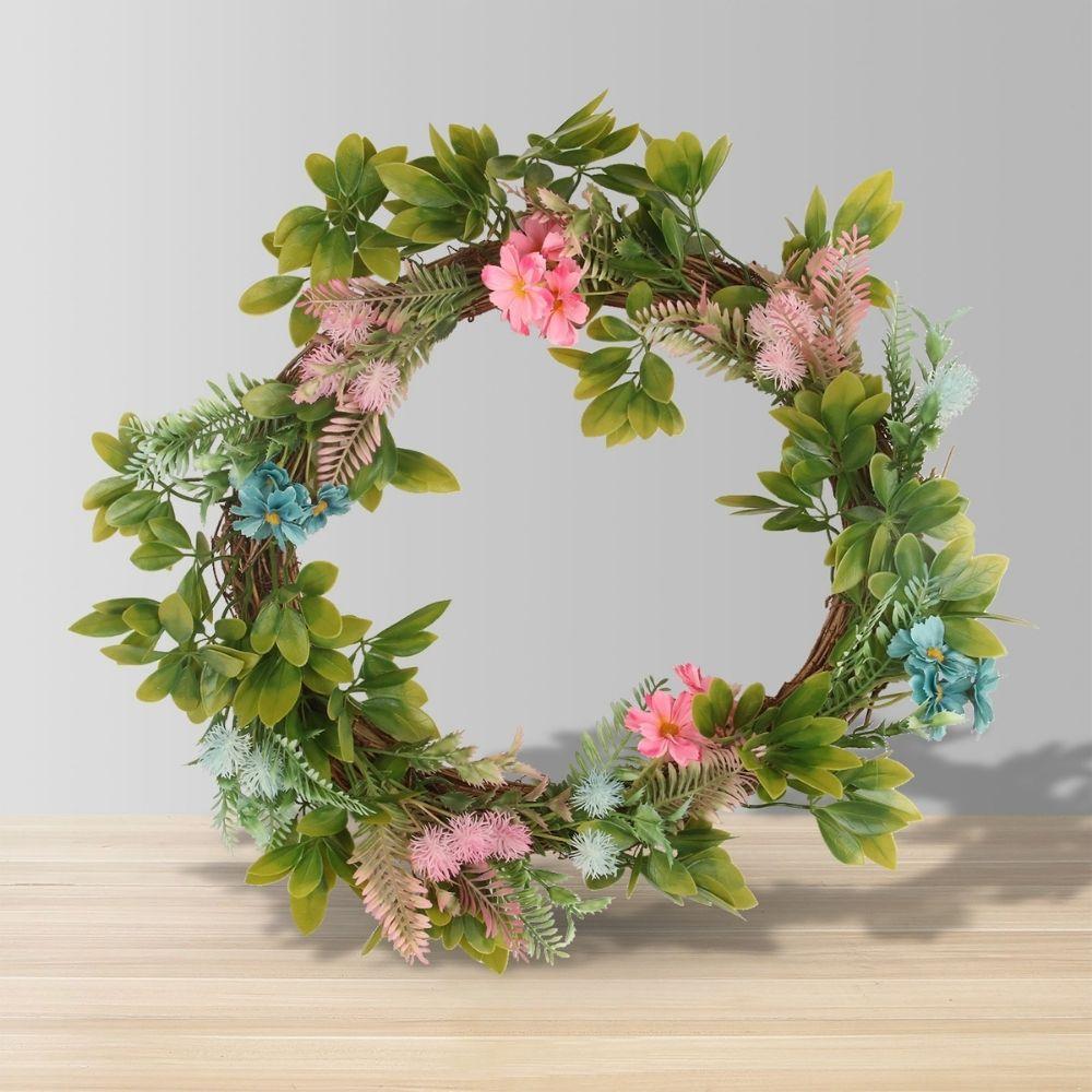 Pastel Artificial Floral Wreath 18.9''