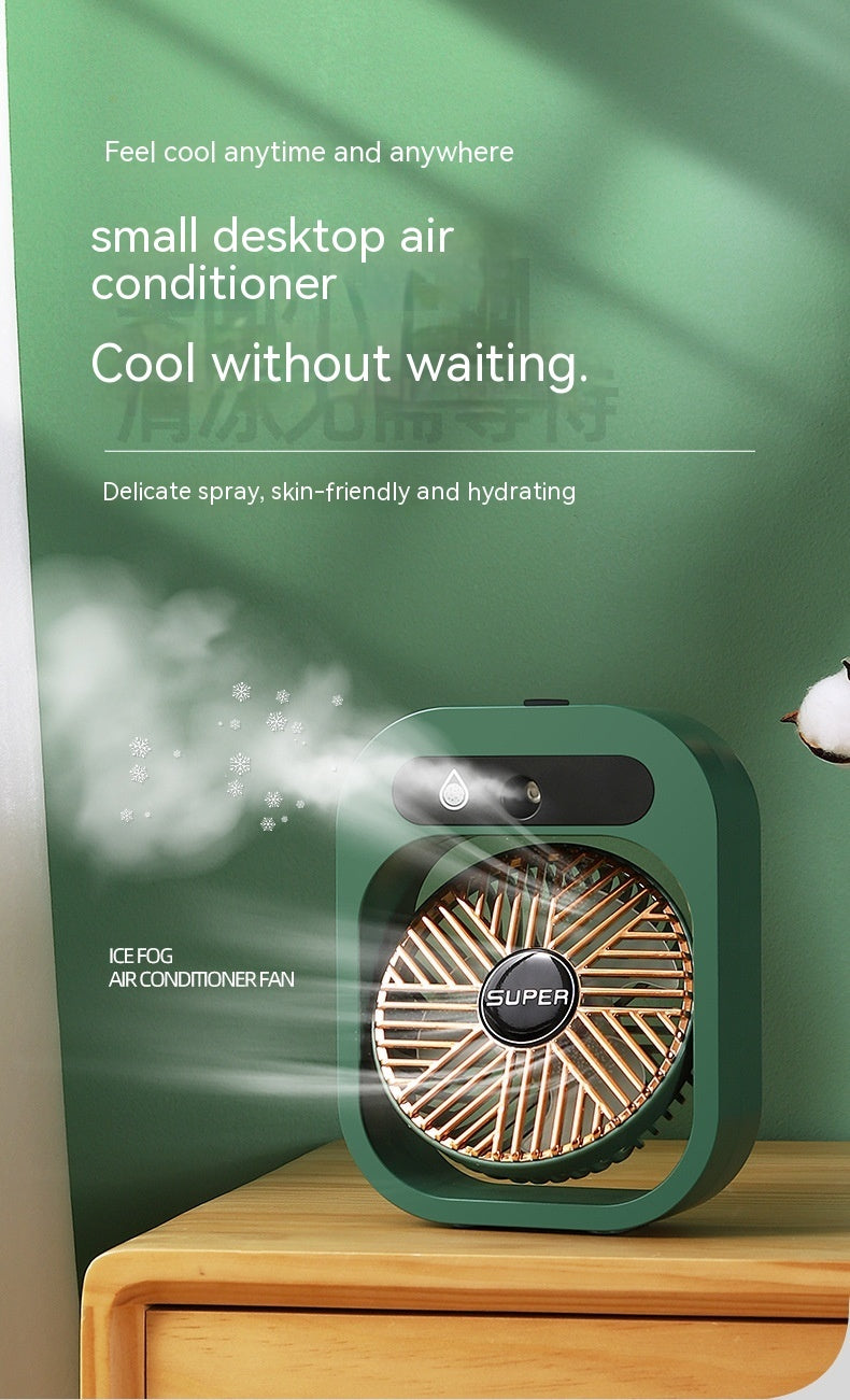 Ventilateur de bureau brumisateur, refroidisseur d'air, humidificateur rechargeable par USB, ventilateur portable avec 3 vitesses de vent, ventilateur brumisateur pour la maison
