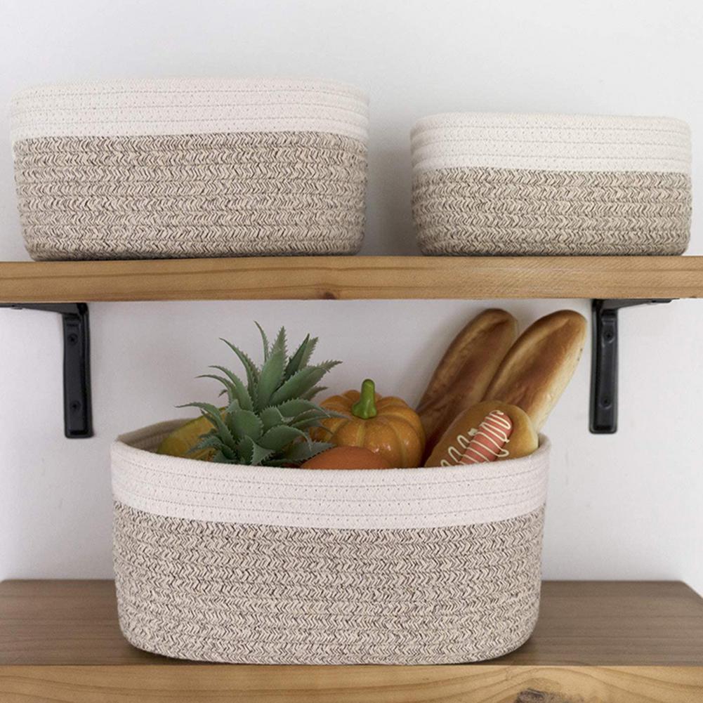 Panier de rangement en lin tissé pour bureau à domicile
