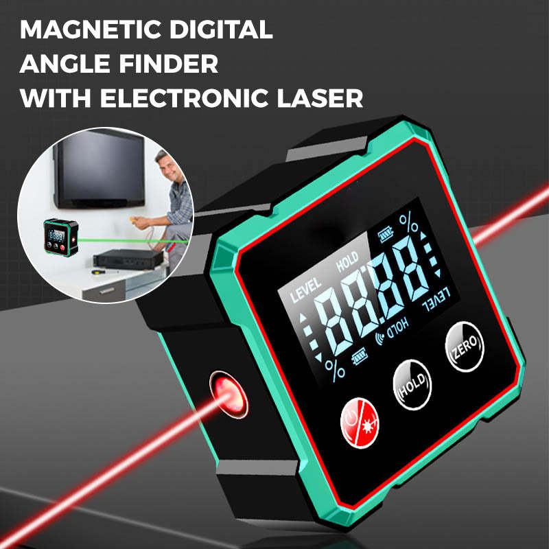 Détecteur d'angle numérique magnétique avec jauge laser électronique, rapporteur, inclinomètre, aimants, règle de niveau, pente d'angle