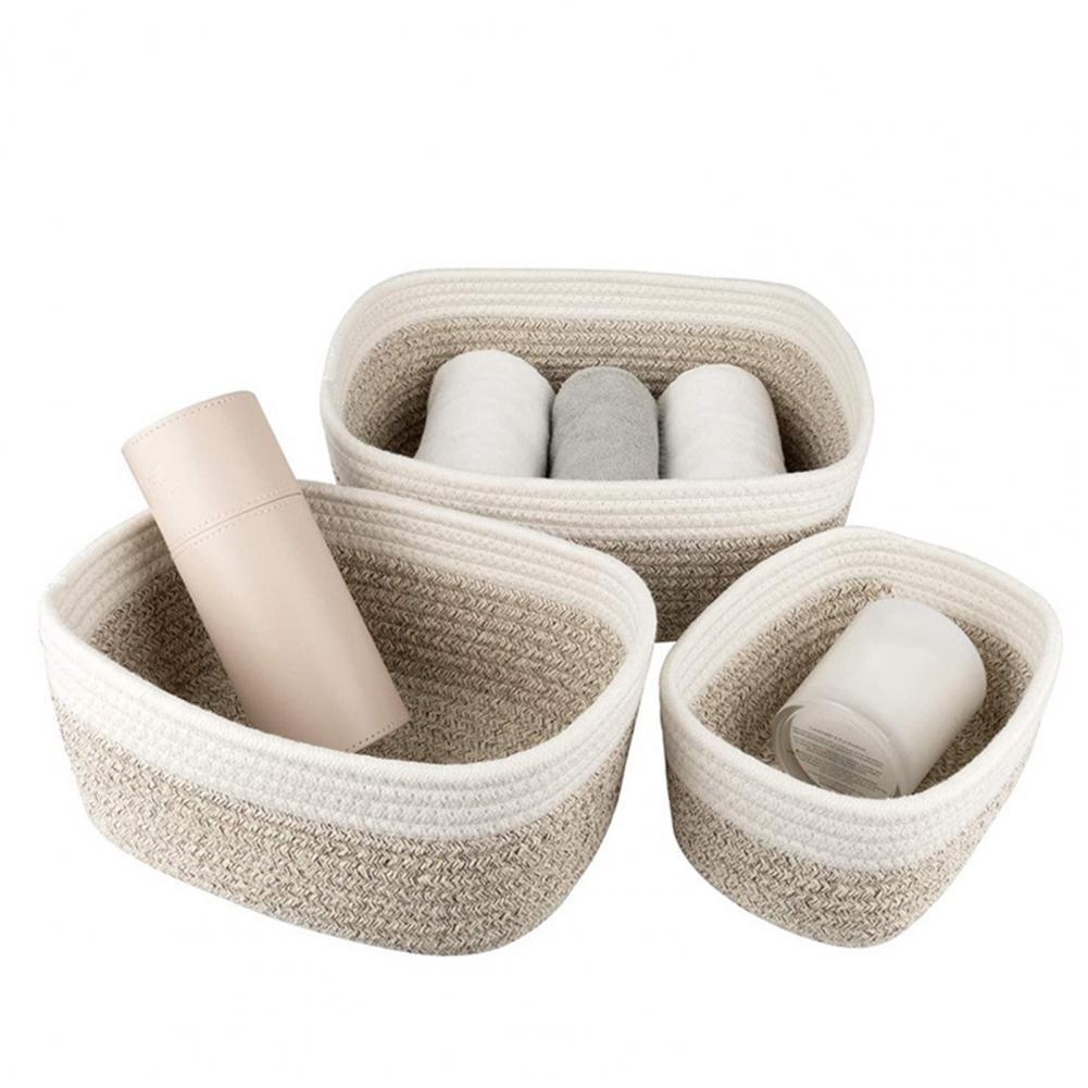 Panier de rangement en lin tissé pour bureau à domicile