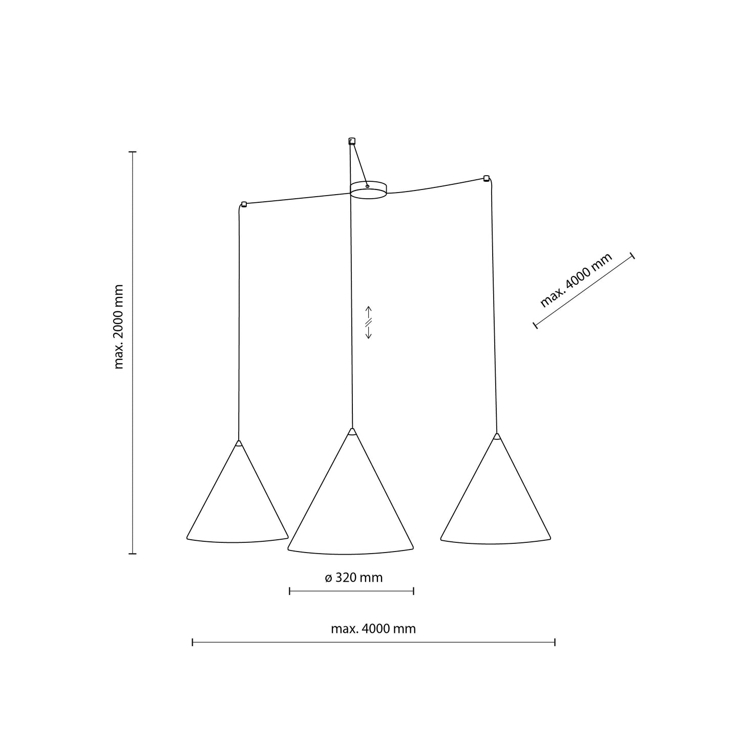 CONO Black Modern Minimalist Suspension Light 3