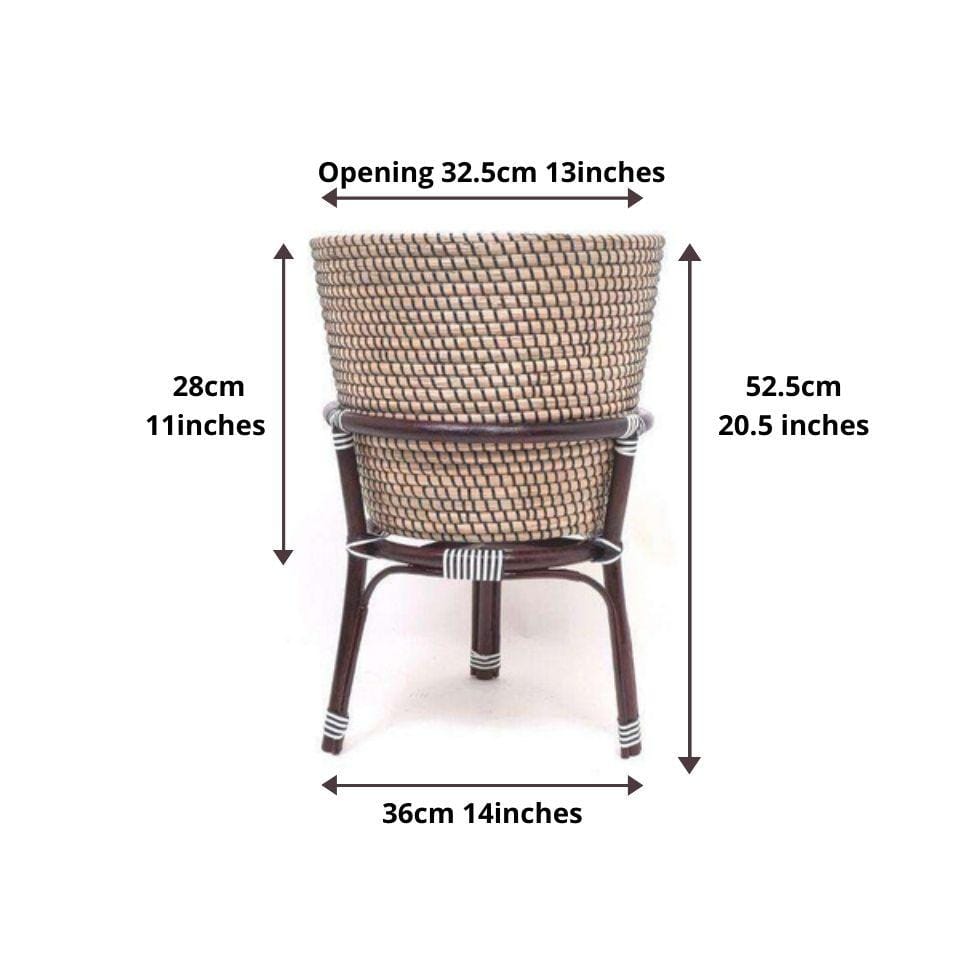 Ayu - Boho Floor Planter On Wooden Stand