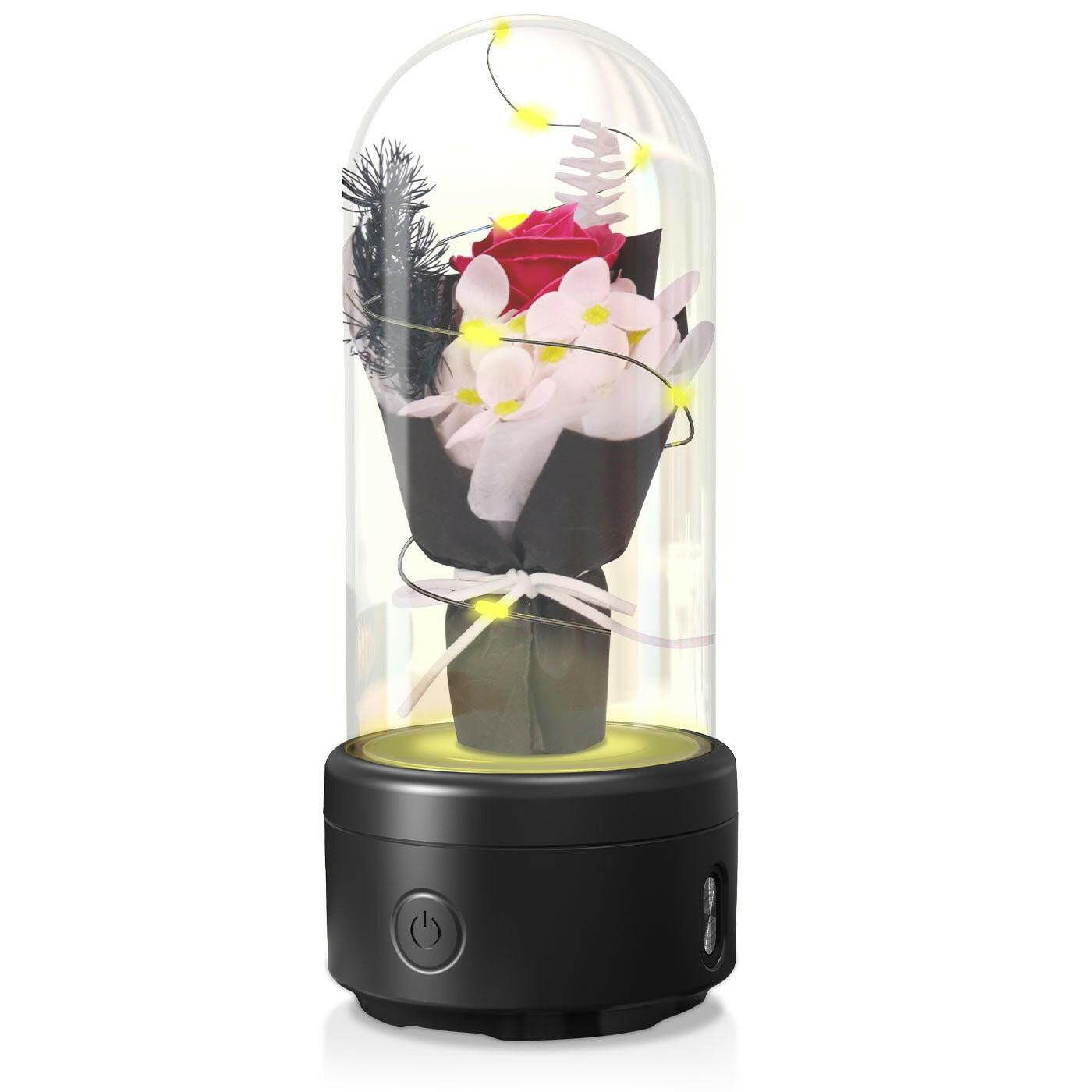 Creative 2 In 1 Bouquet LED Light And Bluetooth Speaker Mother's Day Gift Rose Luminous Night Light Ornament In Glass Cover - Austrige™