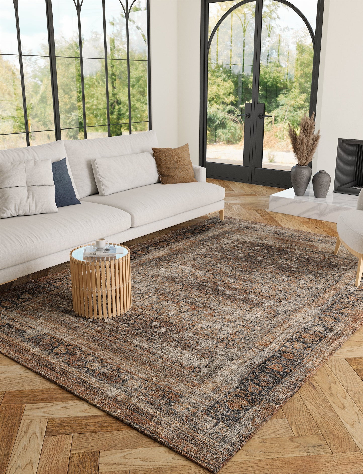 Regal Brown Orange Rug
