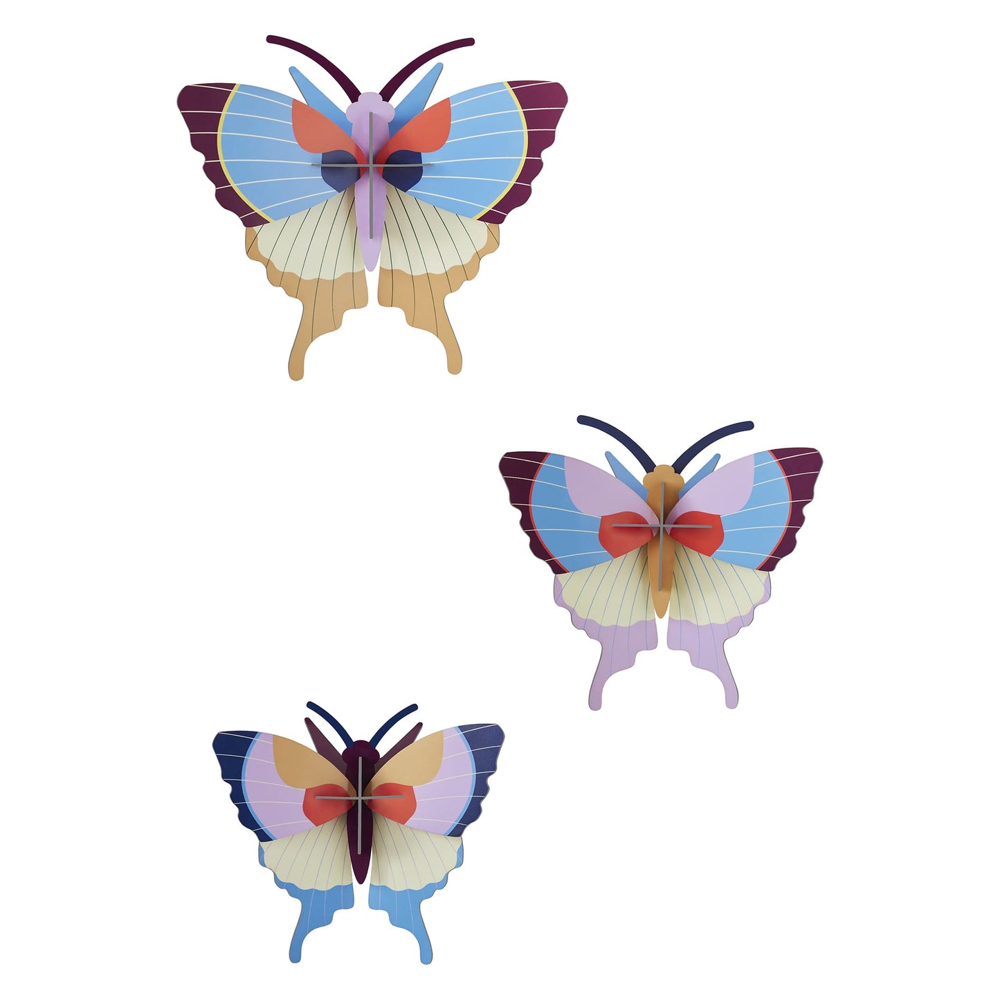Plum Fringe Butterflies Set of 3