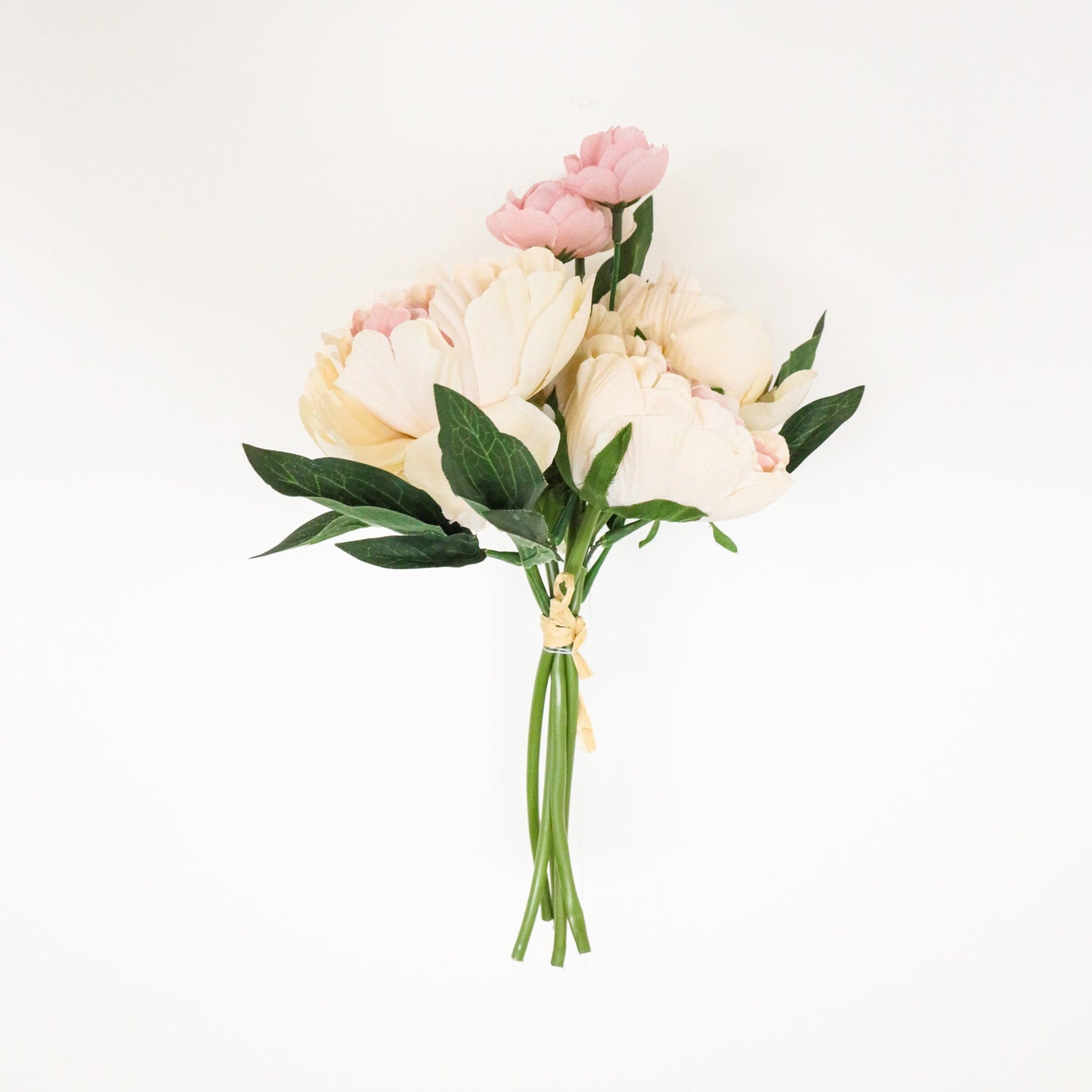 Peach Pink And Cream Artificial Peony Flower Bouquet 13’’X8’’