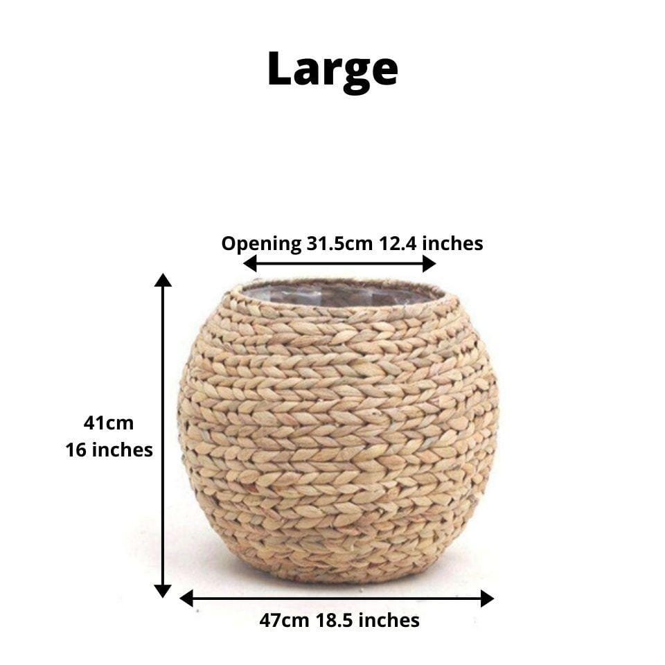 Rafa- Water Hyacinth Natural Round Floor Planter