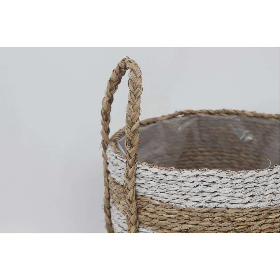 Tom - Seagrass Planter With White Stripes