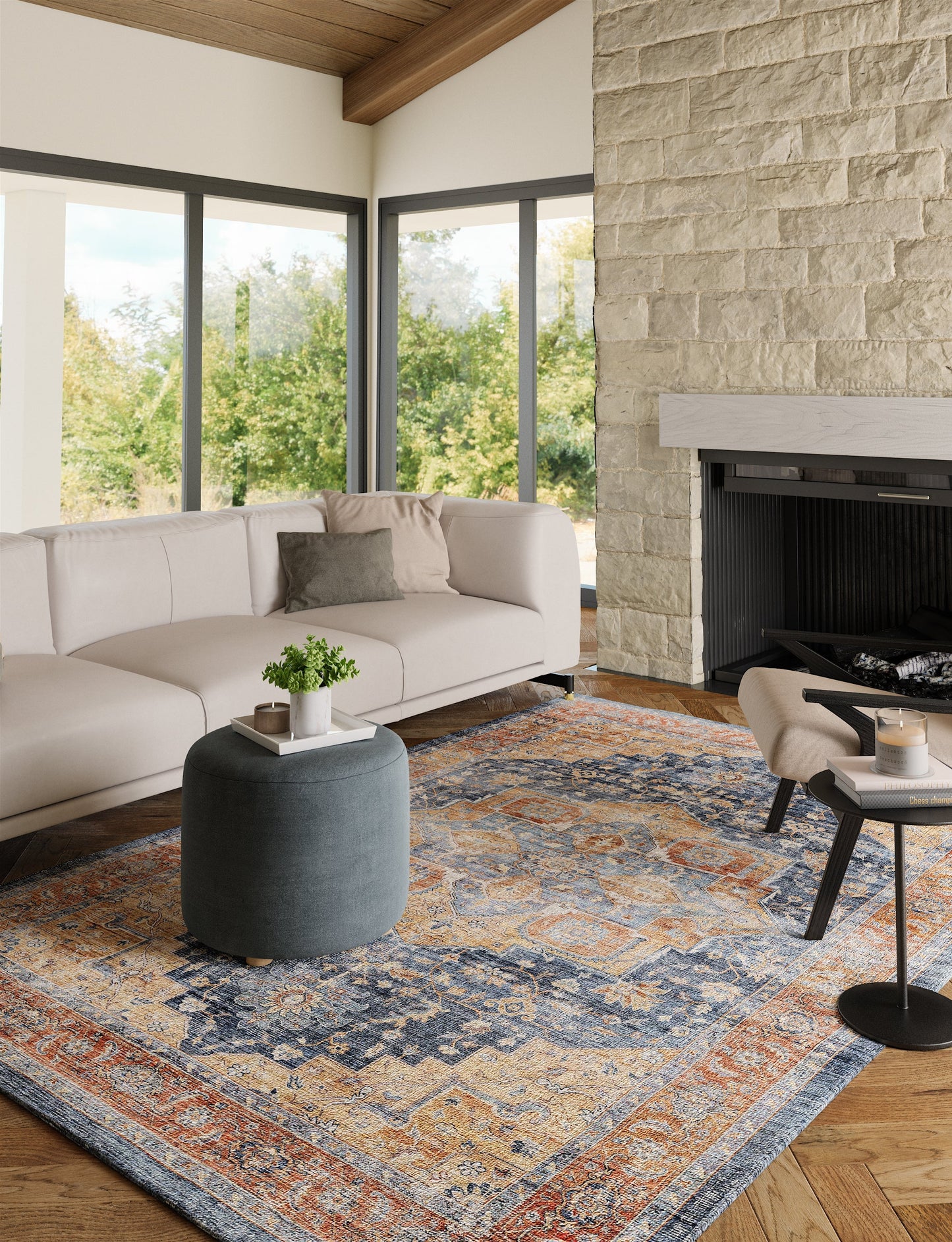 Talia Orange Blue Rug