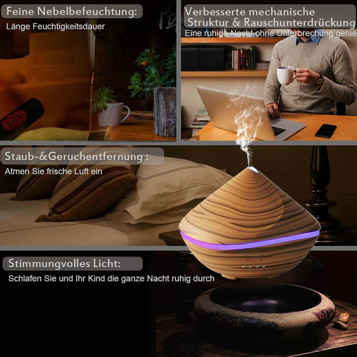 Wood Grain Aroma Diffuser Ultrasonic Wood Grain Humidifier - Austrige™