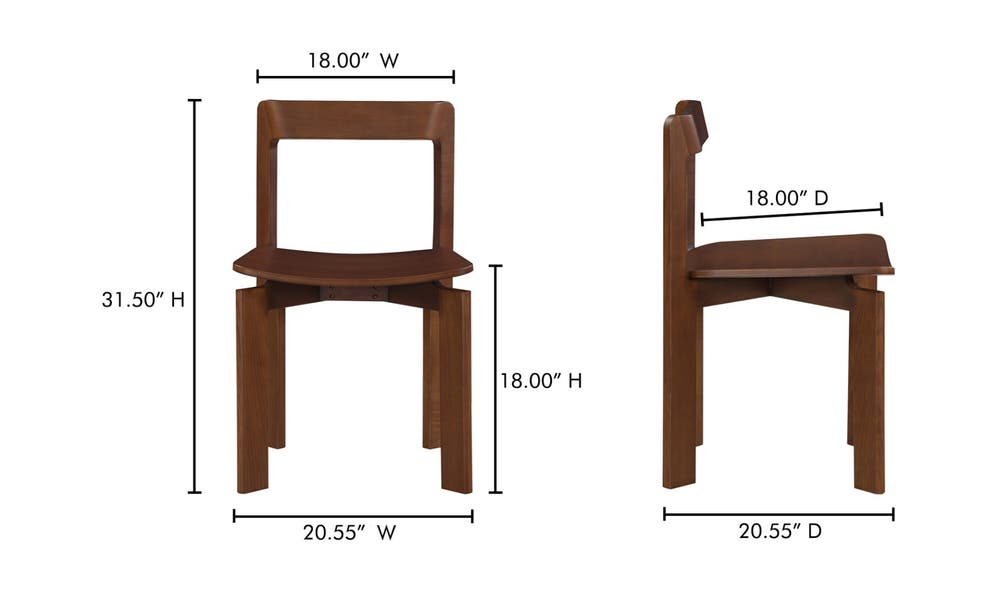 Daifuku Dining Chair Set Of Two Walnut Stained Ash