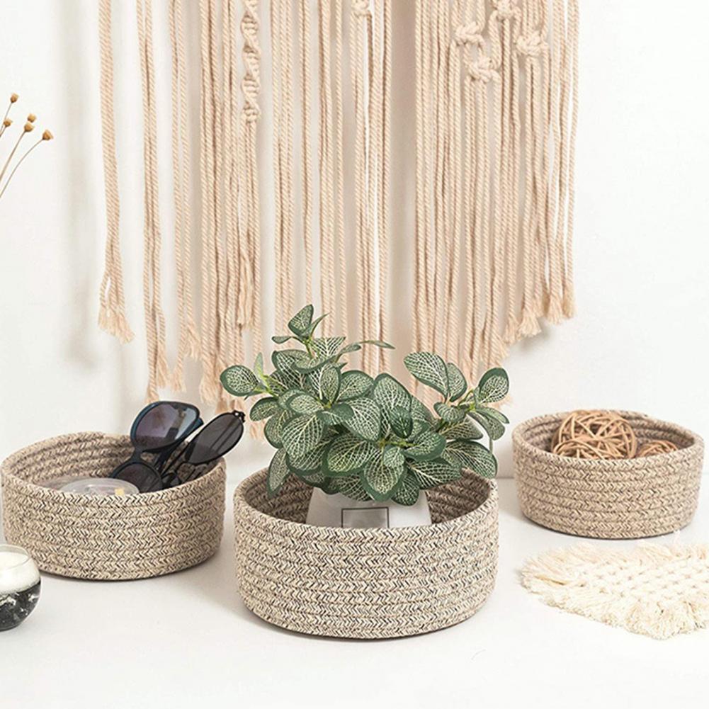 Panier de rangement en lin tissé pour bureau à domicile