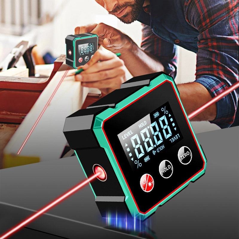 Détecteur d'angle numérique magnétique avec jauge laser électronique, rapporteur, inclinomètre, aimants, règle de niveau, pente d'angle