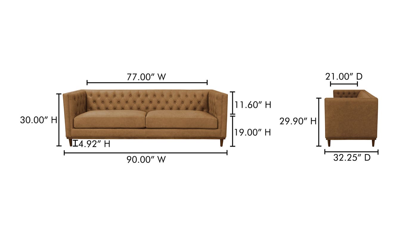 Fielder Sofa Tan Leather