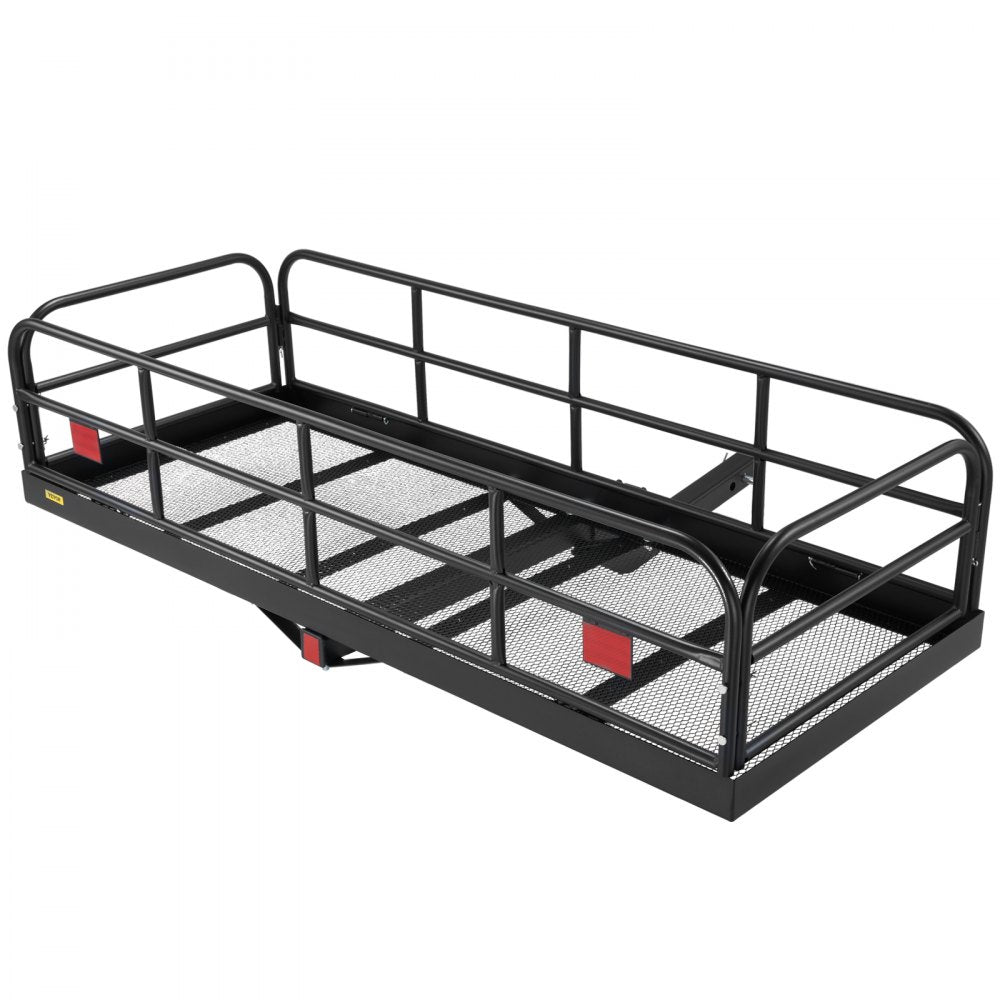 VEVOR Hitch Cargo Carrier, 60 x 24 x 14 in Folding Trailer Hitch Mounted Steel Cargo Basket, 400lbs Loading Capacity Luggage Carrier Rack with Stabilizer, Fits 2" Hitch Receiver for SUV Truck Pickup