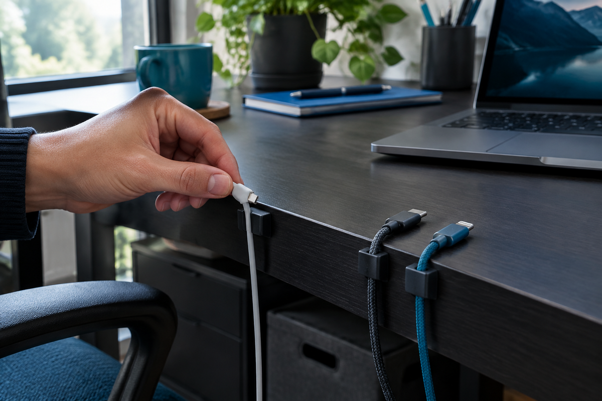 Cable management solutions for desktops
