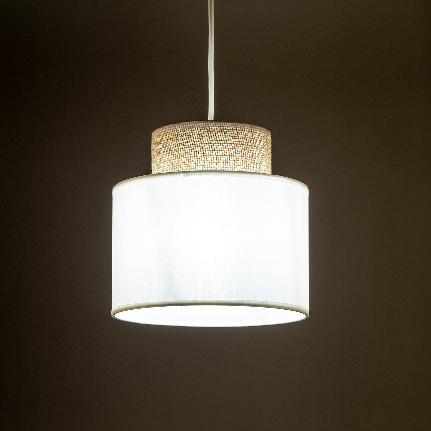 DUO White Jute Natural Pendant Light