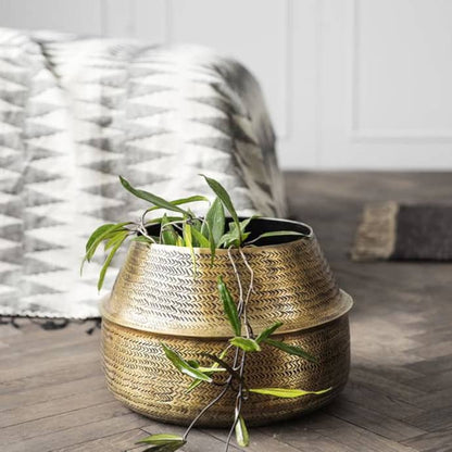 Aleta - Rattan Brass Finish Planter