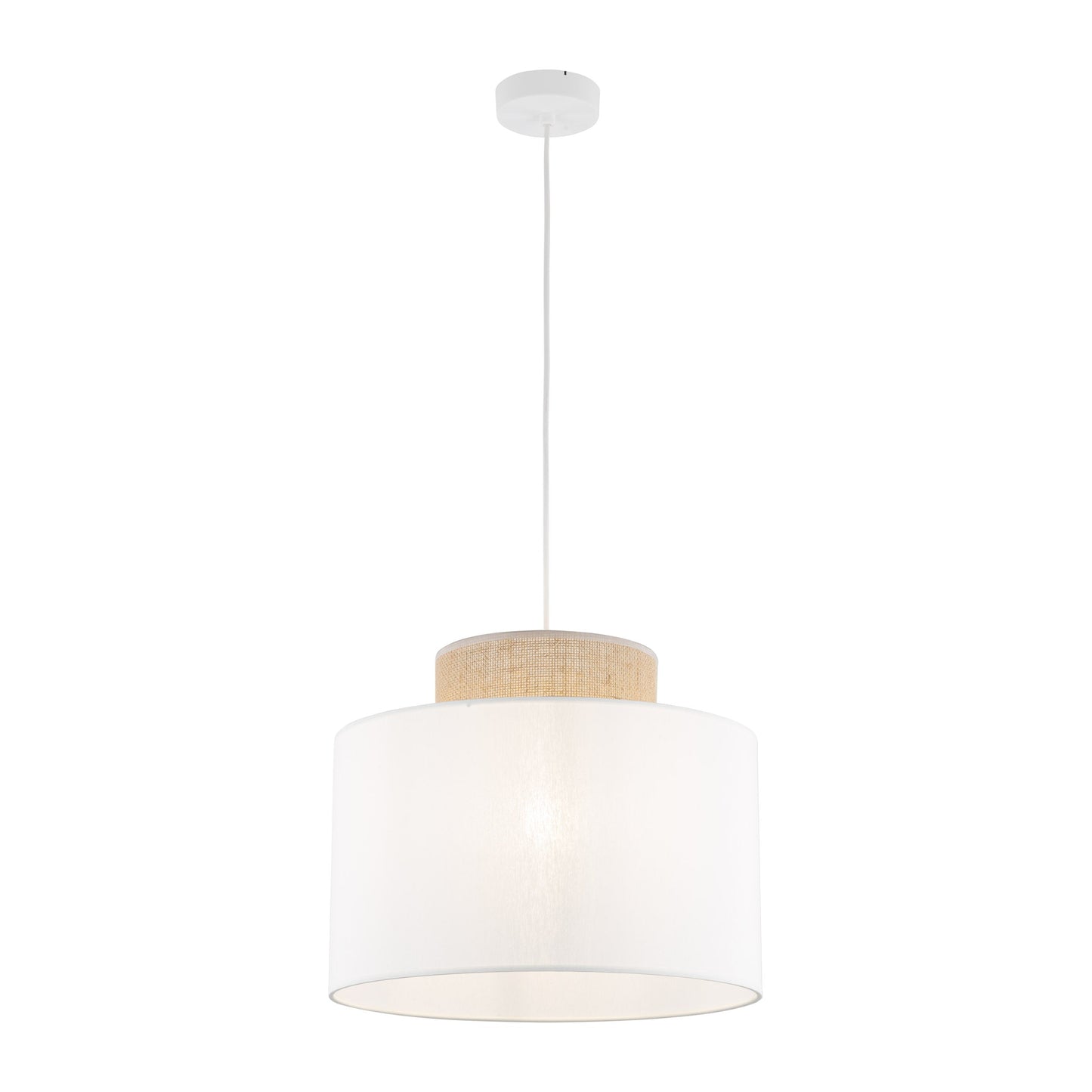 DUO White Jute Natural Pendant Light