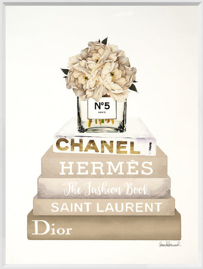 Pile de livres Pivoine crème