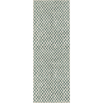 Metro Checkered Slate Green Rug