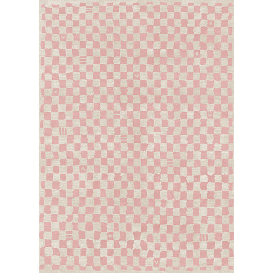 Metro Checkered Malibu Pink & White Rug