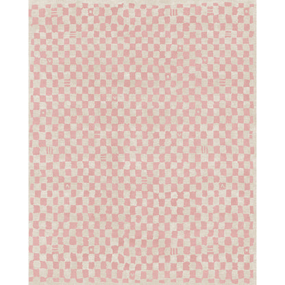 Metro Checkered Malibu Pink & White Rug