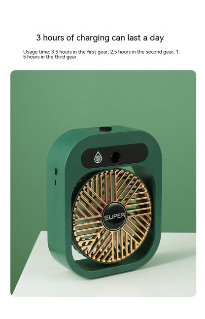 Ventilateur de bureau brumisateur, refroidisseur d'air, humidificateur rechargeable par USB, ventilateur portable avec 3 vitesses de vent, ventilateur brumisateur pour la maison