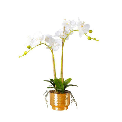 Gladiola Faux Potted Orchid Floral Arrangement 24 Inches
