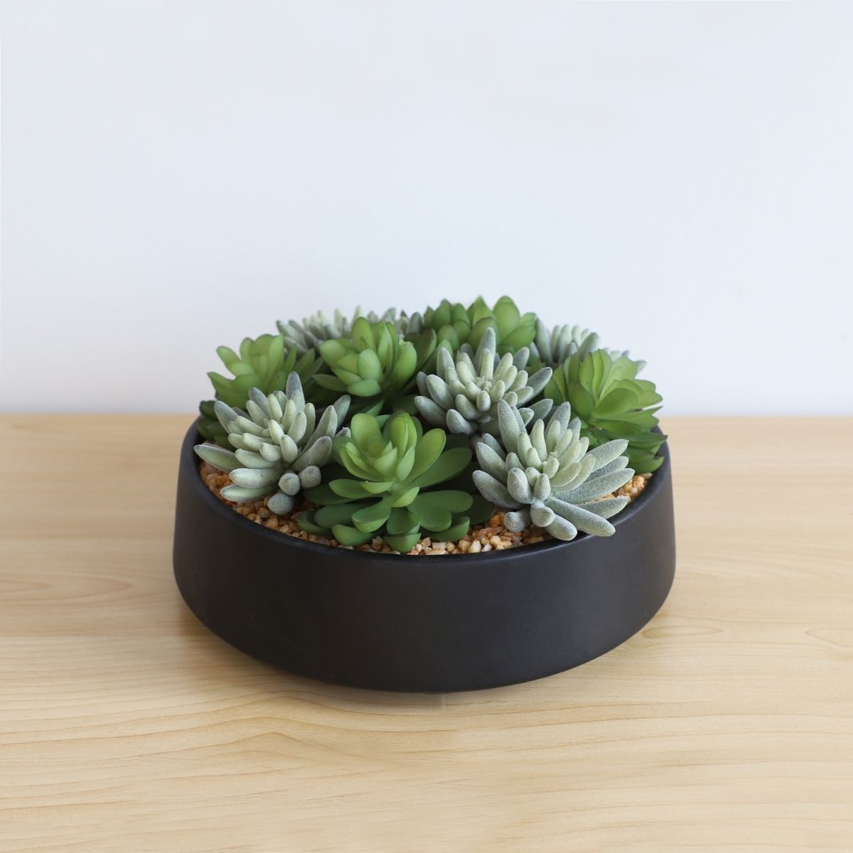 Kae Artificial Succulent Arrangement in Low Black Pot
