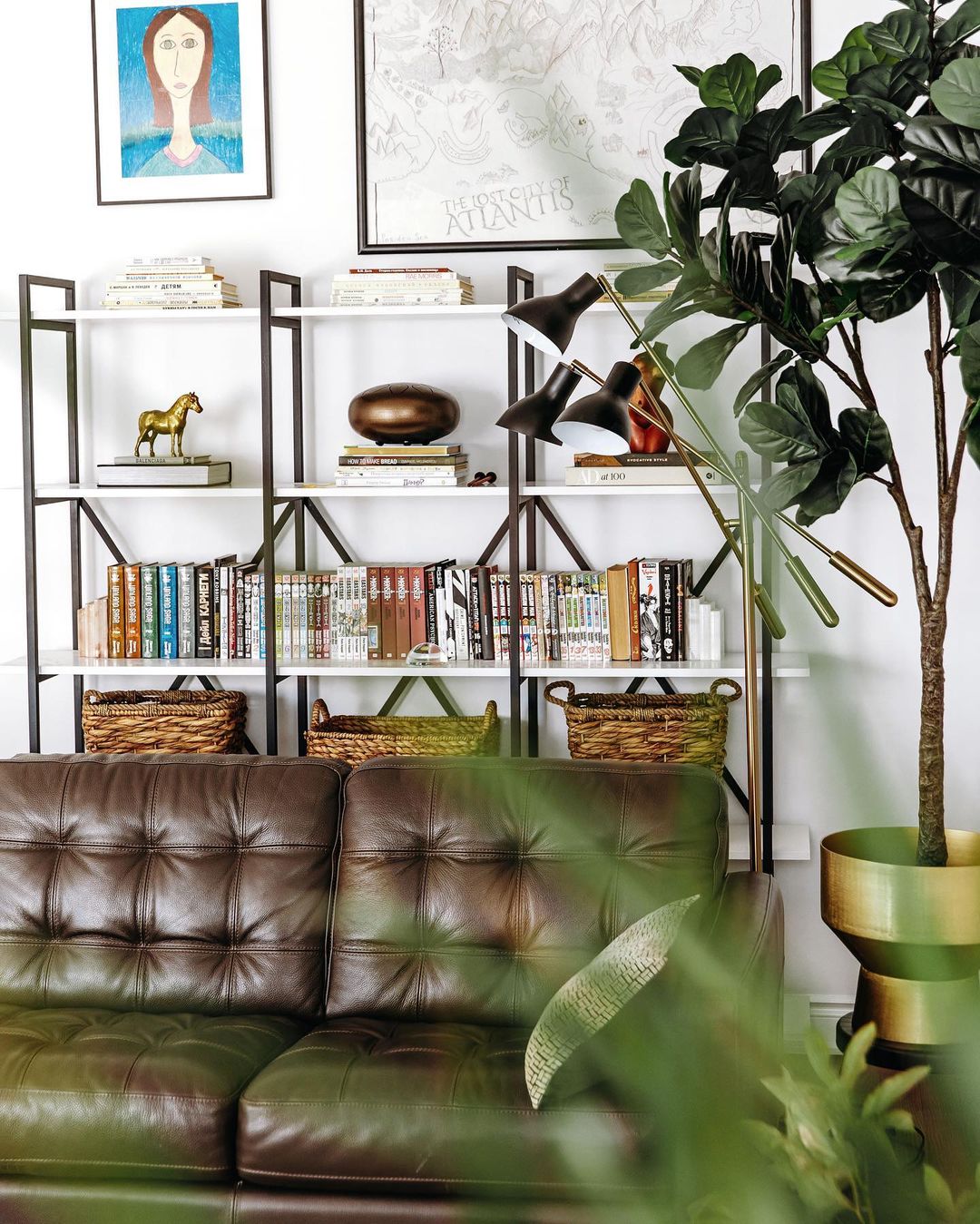 Kendrik -Mid-Century Brass Floor Planter (Multiple Sizes)