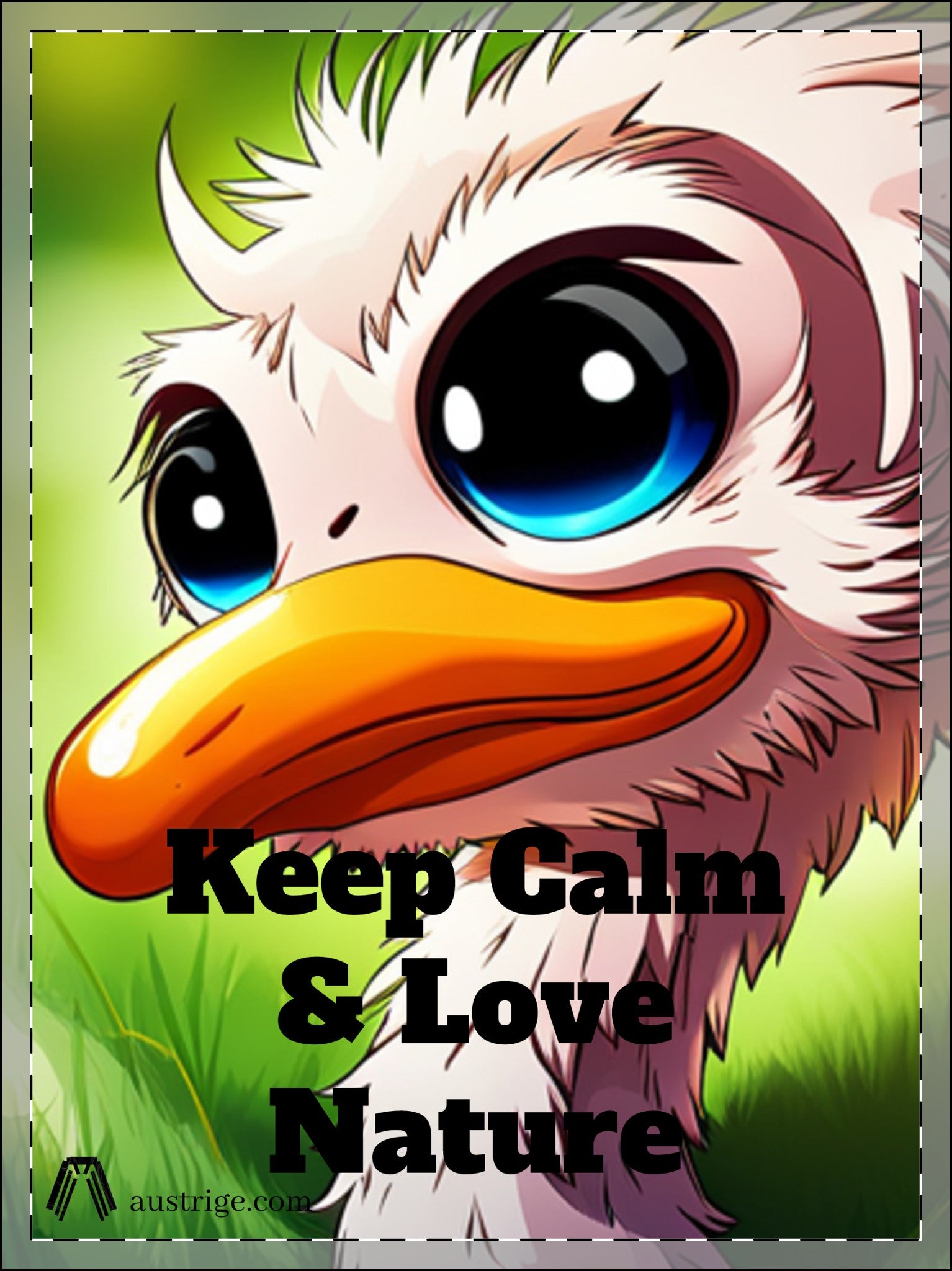 Keep Calm Framed Poster, Multi - Color, Baby Ostrich | Austrige | Poster