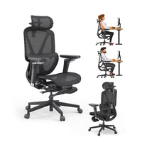 High-Back Ergonomic Office Chair | Adaptive Lumbar, 3D Headrest, Retractable Footrest