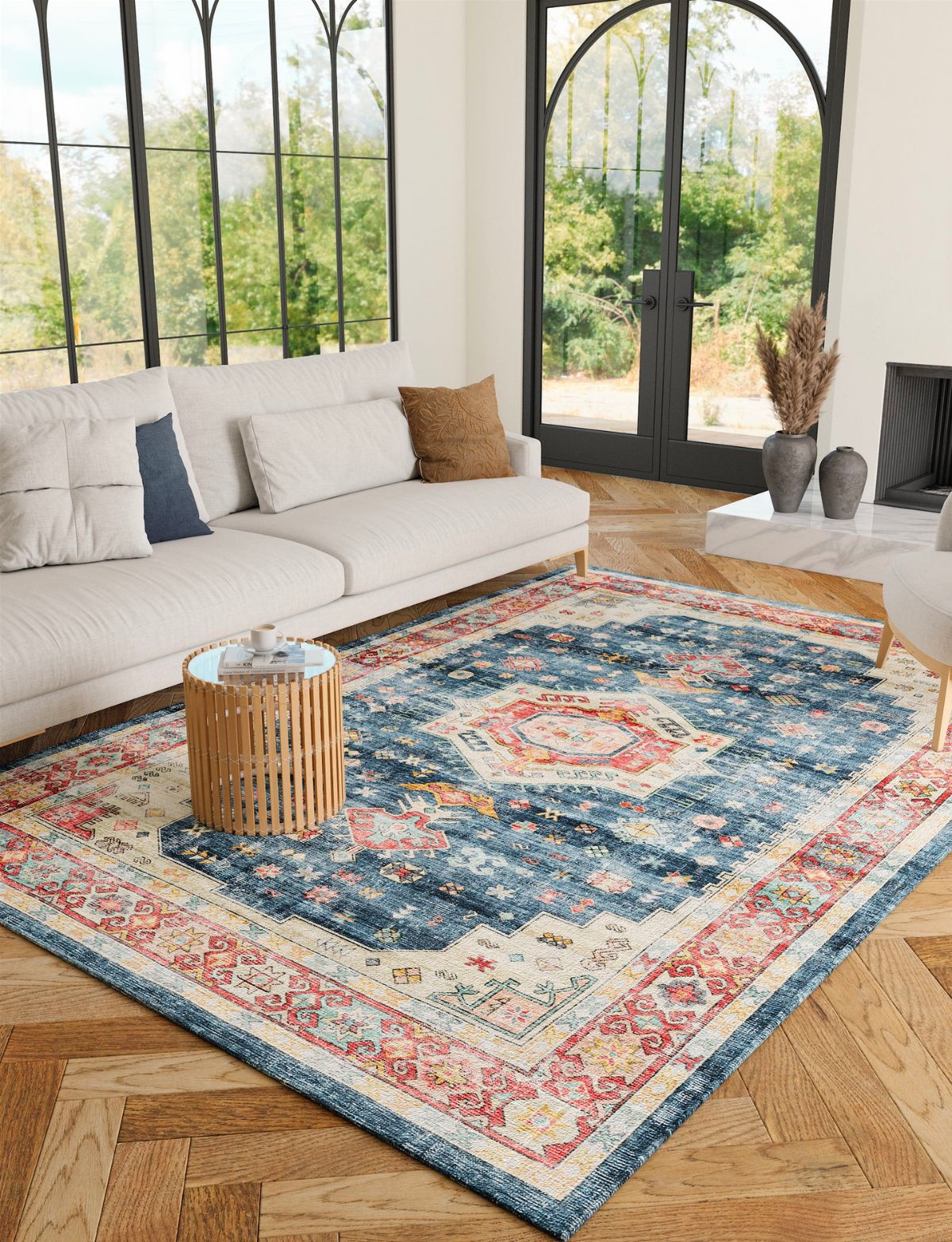 Dilara Multi Color Red Blue Rug