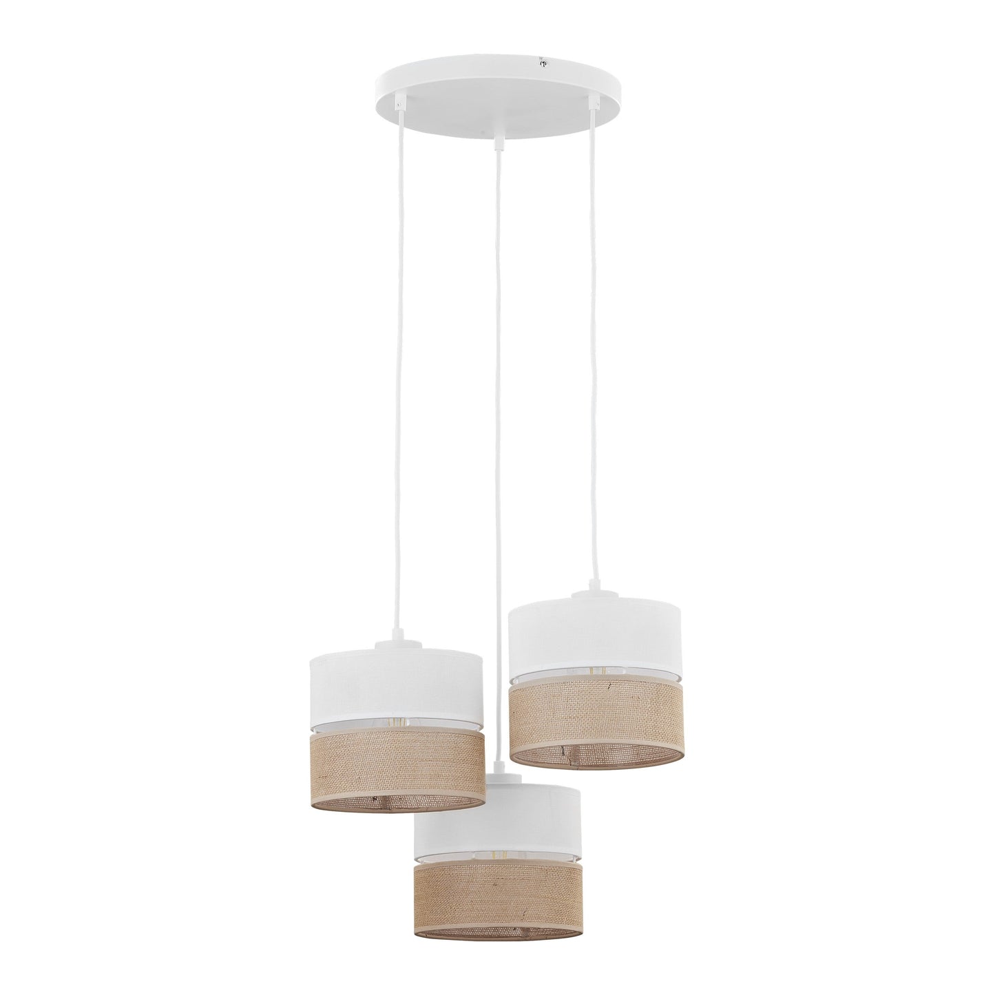 LINOBIANCO Natural Woven Pendant Ceiling Light Fixture for Kitchen Island, Dining Room & Living Room (3-Light)