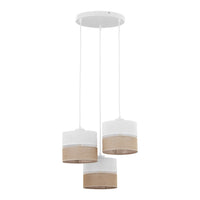 LINOBIANCO Natural Woven Pendant Ceiling Light Fixture for Kitchen Island, Dining Room & Living Room (3-Light)