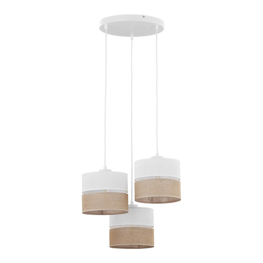 LINOBIANCO Natural Woven Pendant Ceiling Light Fixture for Kitchen Island, Dining Room & Living Room (3-Light)
