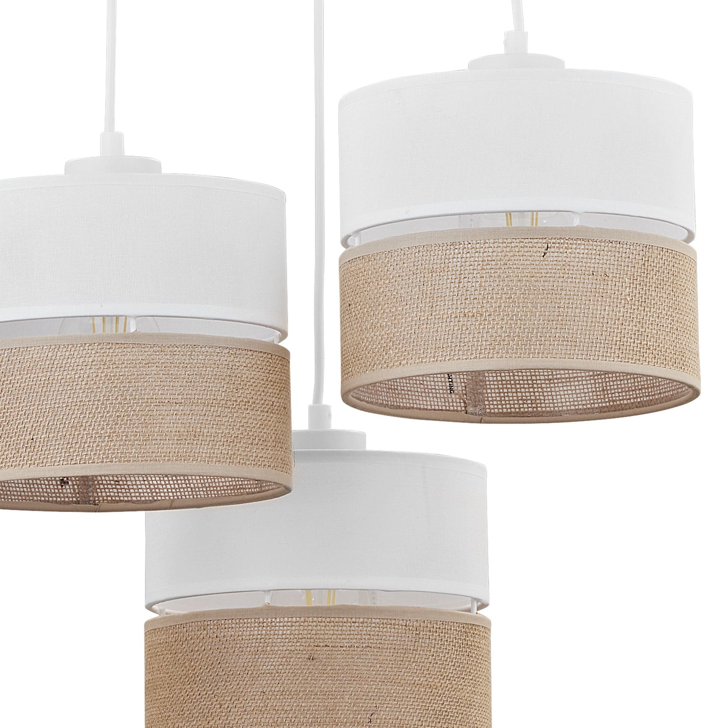 LINOBIANCO Natural Woven Pendant Ceiling Light Fixture for Kitchen Island, Dining Room & Living Room (3-Light)