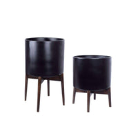 Ceza - 黃銅現代植物架，帶黑色花盆