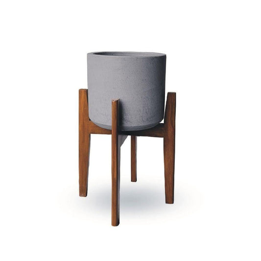 Lori Grey Mid-Century Planter With Wooden Stand