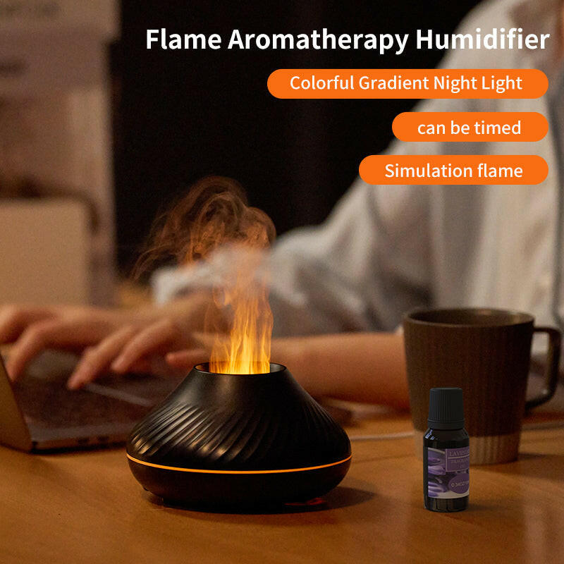 Newest RGB Flame Aroma Diffuser 130Ml 3d Colorful Flame Humidifier Fire Volcano Diffuser Flame | Austrige