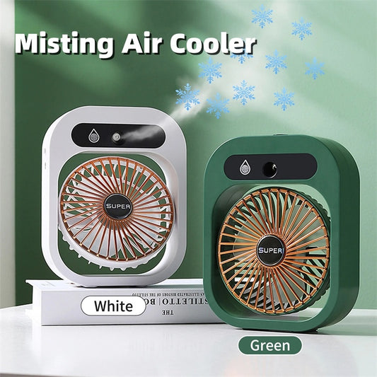 Ventilateur de bureau brumisateur, refroidisseur d'air, humidificateur rechargeable par USB, ventilateur portable avec 3 vitesses de vent, ventilateur brumisateur pour la maison