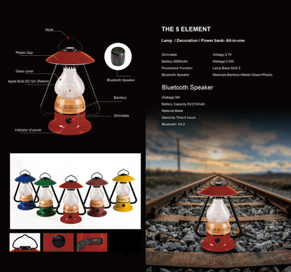 TRU De-LIGHT ROMANTICO LED All-in-One Lamp, Rechargeable, Bluetooth Music Speaker - FIRE RED / YELLOW / AUQA BLUE / GREEN / BLACK