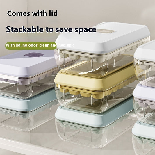 32格矽膠冰格模具，附蓋、鏟子、收納盒，一鍵取下，自製冰塊，威士忌雞尾酒工具，夏季廚房小工具