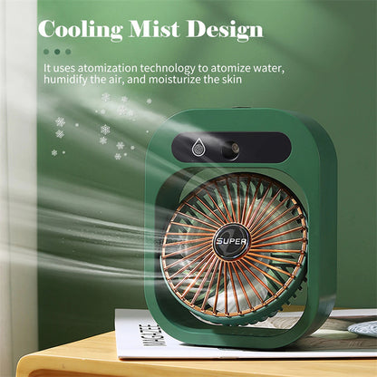 Ventilateur de bureau brumisateur, refroidisseur d'air, humidificateur rechargeable par USB, ventilateur portable avec 3 vitesses de vent, ventilateur brumisateur pour la maison