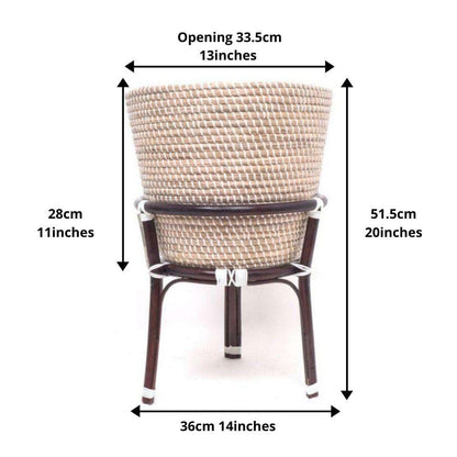 Ayo - Boho Floor Planter On Wooden Stand