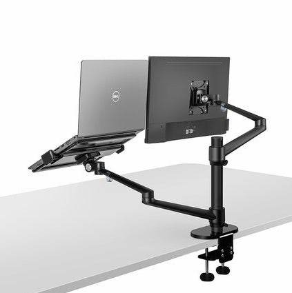 Aluminum Multifunction Ergonomics Desk Laptop Stand Monitor Desktop Holder Computer Full Motion With Column Bar - Austrige™