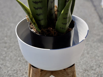 Sita - Mid-Century Turned Wood Leg Planter White (Multiple Sizes)